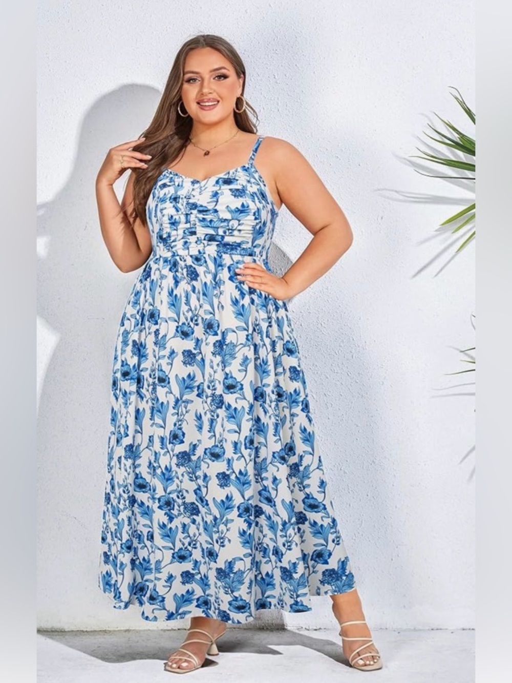 Hanna Nikole Casual Spaghetti Straps Bohemian Maxi Dress w/ Pockets 20W